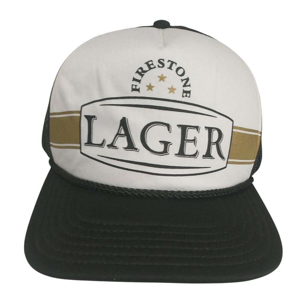 Firestone Walker Brewing Lager Trucker Hat Black White Gold Snapback 777-CAB
